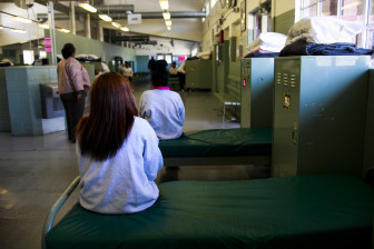 Girls detained at Camp Kenyon Scudder sit in heir shared dorm space at the Santa Clarita detention facility, February 27, 2013. The camp is implementing a new health-screening program that trying to address the problems females might face coming into LA County's juvenile justice system and flag girls who might need any additional help. 
