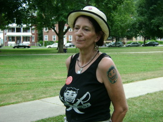 Sharon Froelich attended a rally Sunday at Mansion Street Park in mostly black downtown Poughkeepsie. 
