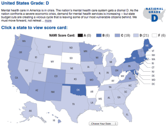 Map of the U.S from NAMI's 'Grading the States 2009'