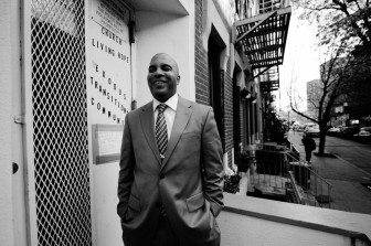 Julio Medina, the founder of  Exodus Transitional Community in Harlem, outside of the organization's headquarters. 