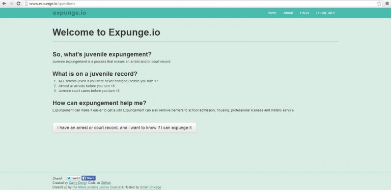 Screenshot from www.expunge.io