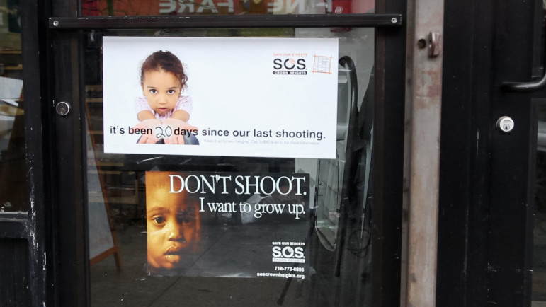Crown Heights Mediation Center brings awareness to gun-violence by using public education slogans featuring images of doe-eyed toddlers, saying, “Don’t Shoot, I want To Grow Up” and “It’s been X amount of days since our last shooting incident.”