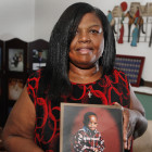 Sharletta Evans with photo of Casson