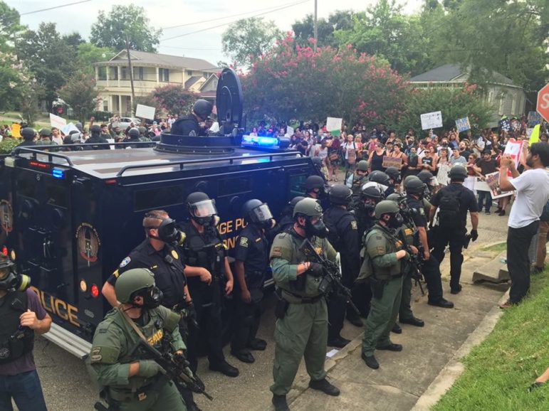 Scenes from protests in Baton Rouge on Sunday prior to Savage's arrest.
