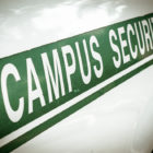 SRO: White and green sign that says Campus Security.
