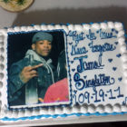 murderversary: Cake with photo of man wearing backwards ball cap and holding bottle, and the words Neva Forgotten Jamal Singleton 09-19-11