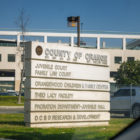 California: A street side sign indicating the location of buildings involved with the juvenile correctional departments in Orange County, Calif.