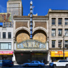 Historic marquee of the Paramount Theater on Market Street in Newark, New Jersey.