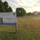 New York Raise Age: Big sign on grass says Hillbrook Detention Center raise the age renovations Tags: Hillbrook, Syracuse, Legal Aid Society, Children’s Defense Fund, raise the age, New York, legislation