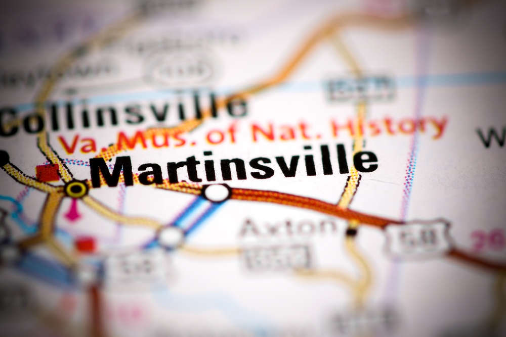 Virginia: Martinsville. Virginia on a map