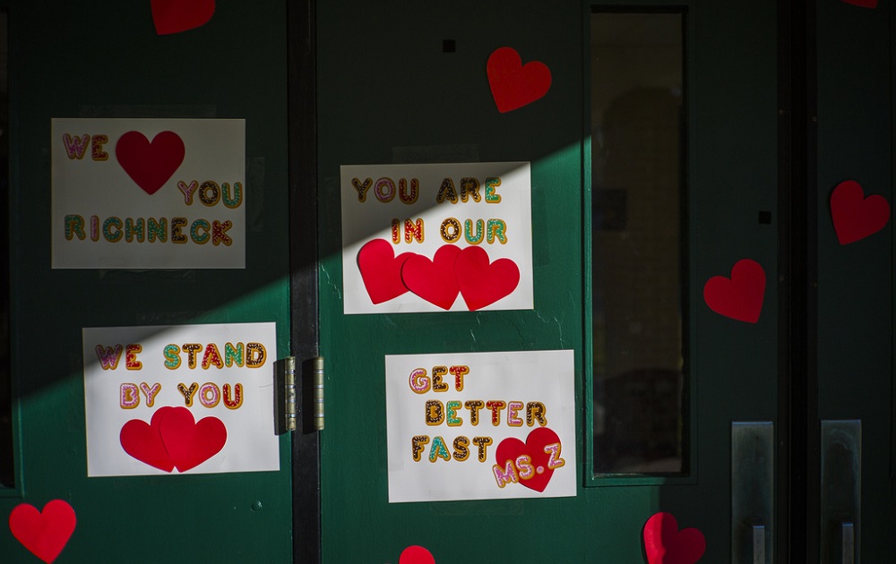 Teacher shot by 6-year-old student files $40 million lawsuit: messages with hearts on classroom door
